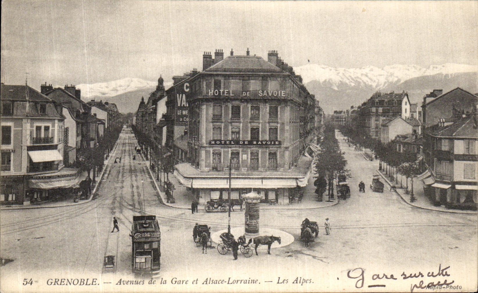 CPA Grenoble Avenues de la Gare et Alsace Lorraine Hotel de Savoie 