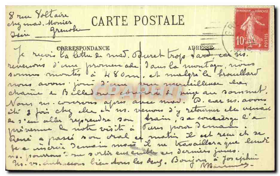 CPA Grenoble Avenues de la Gare et Alsace Lorraine Hotel de Savoie  — Verso