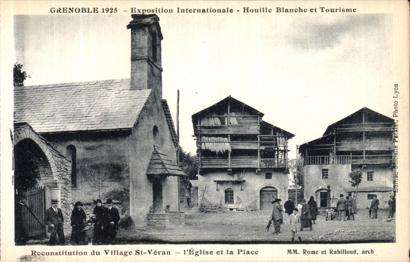 Grenoble 1925 — Internationale Ausstellung — Kohle und Tourismus — Wiederherstellung des Dorfes St-Véran — Die Kirche und der Platz