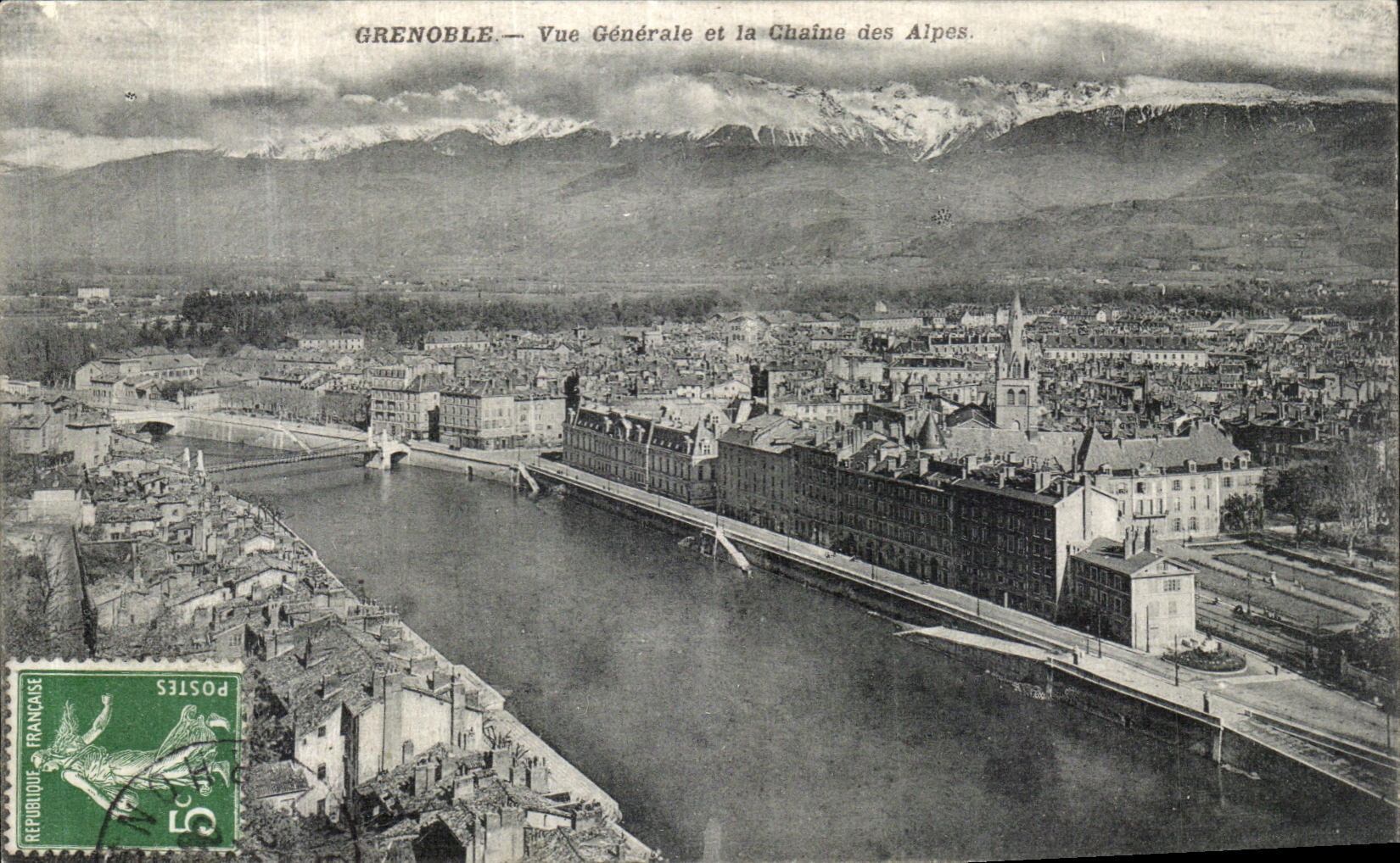 CPA Grenoble Vue Generale et la Chaine des Aipes