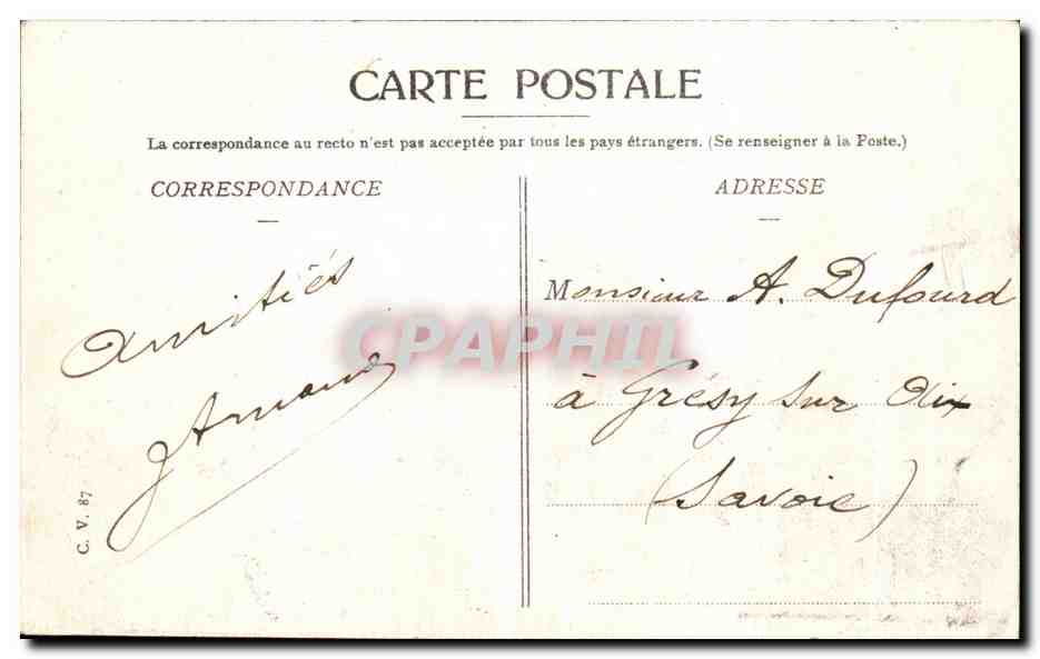 CPA Grenoble Vue Generale et la Chaine des Aipes — Verso