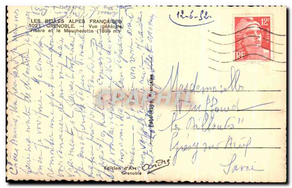 CPA Les Belles Alpes Francaises Grenoble Vue Generale Isere et le Moucherotte — Verso
