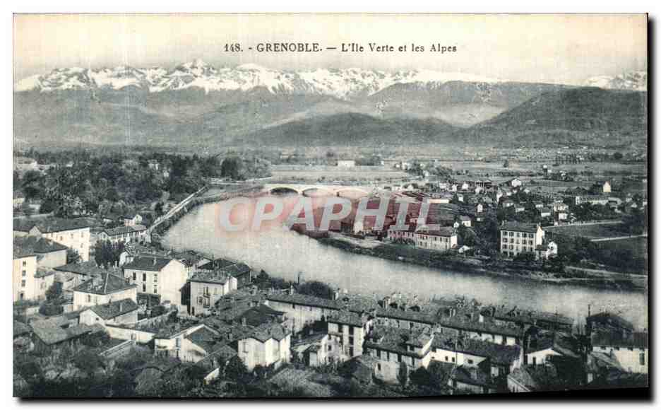 CPA Grenoble L Ile Verte et les Alpes