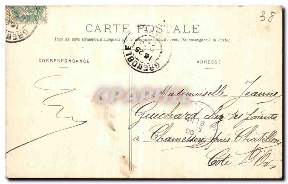 Grenoble - La Cathédrale et le Monument du Centenaire — Cliché A. V., Collection L. P., n° 199 — Rückseite