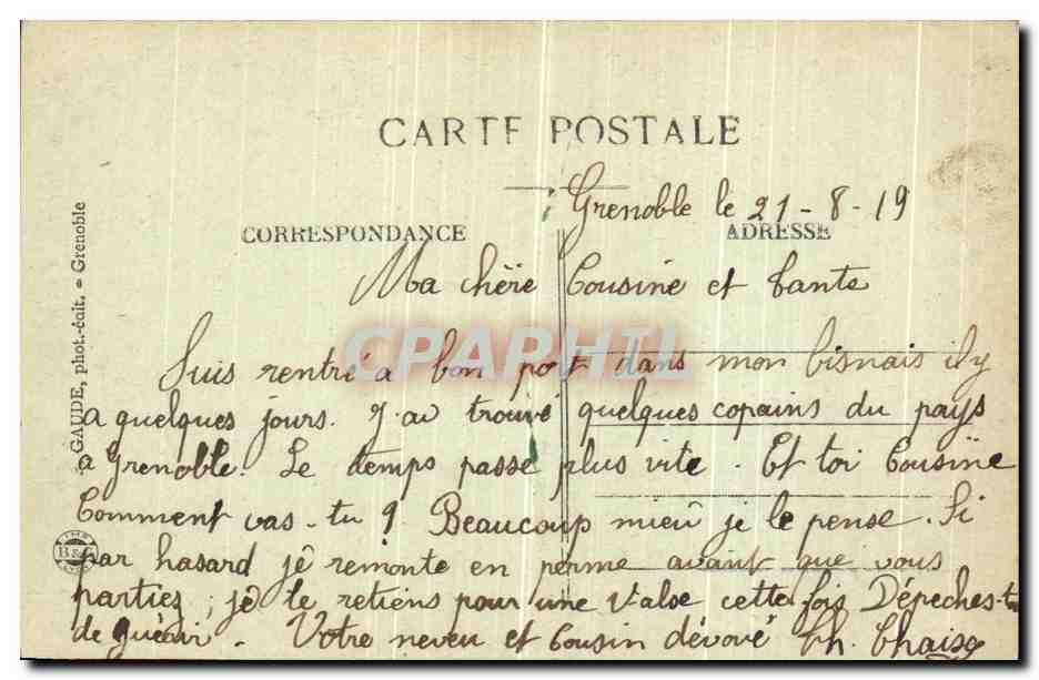 CPA Grenoble Regiment d Artillerie Quartier de Bonne Batiment Est Militaria  — Rückseite