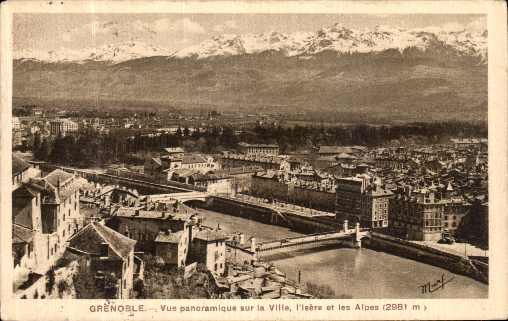 CPA Grenoble Vue Panoramique sur la Ville l Isere et les Alpes