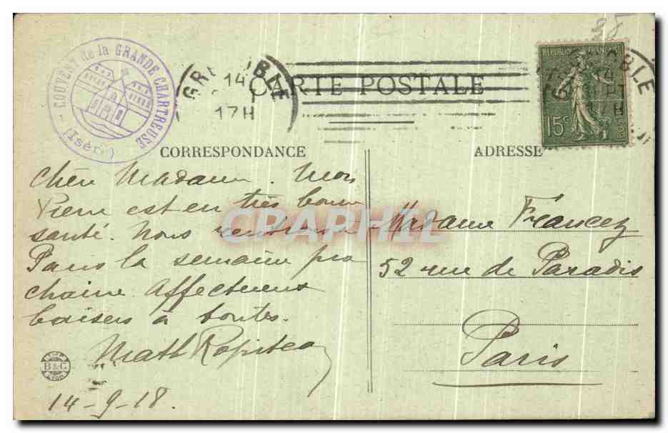 Dauphiné — Route de la Grande Chartreuse — Le Pic de l’Œillette — CI A.V. n°402 — Reverso