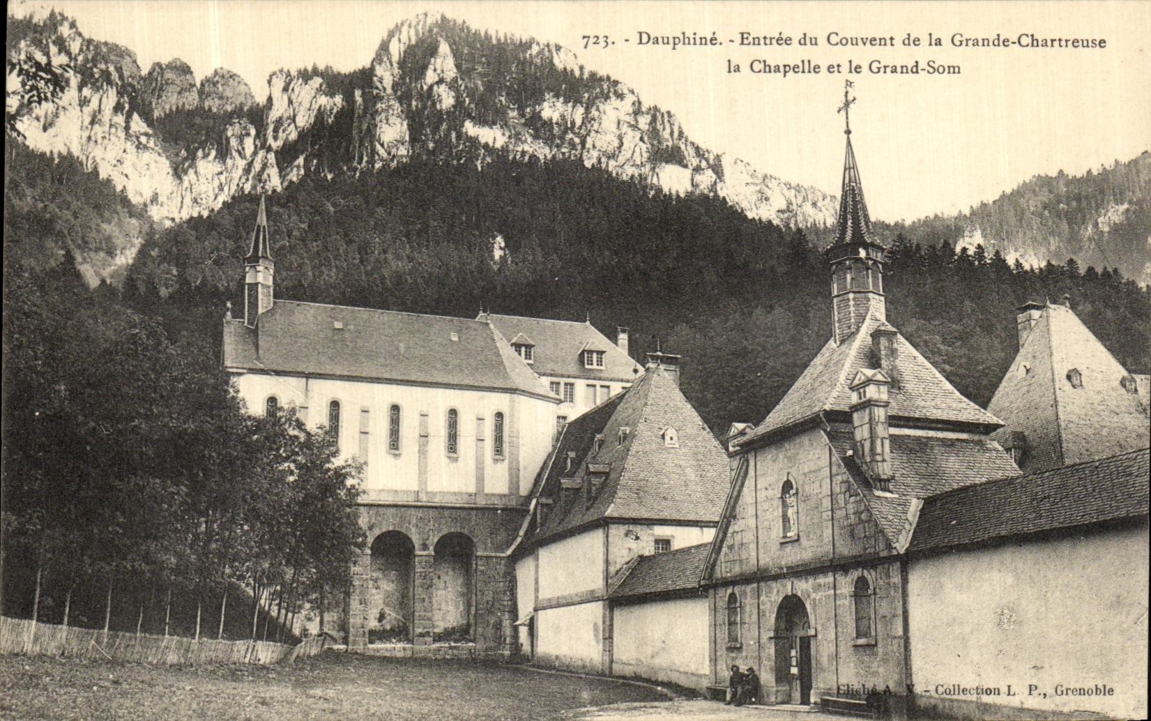 Entrée du Couvent de la Grande-Chartreuse — Dauphiné — Éditeur Eliché A. X., Collection L. P., Grenoble