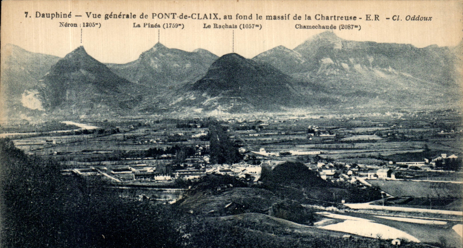 PONT-DE-CLAIX — Vista general con los montes Néron, La Pinéa, Le Rachais y Chamechaude — E.R. Oddoux