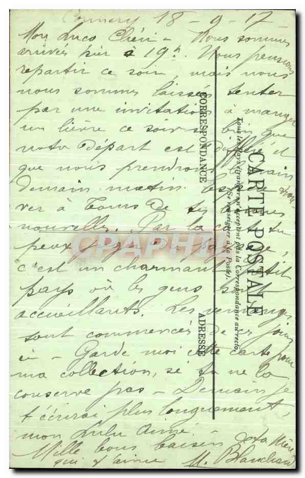 CPA Cormery Paysage sur l Indre — Rückseite