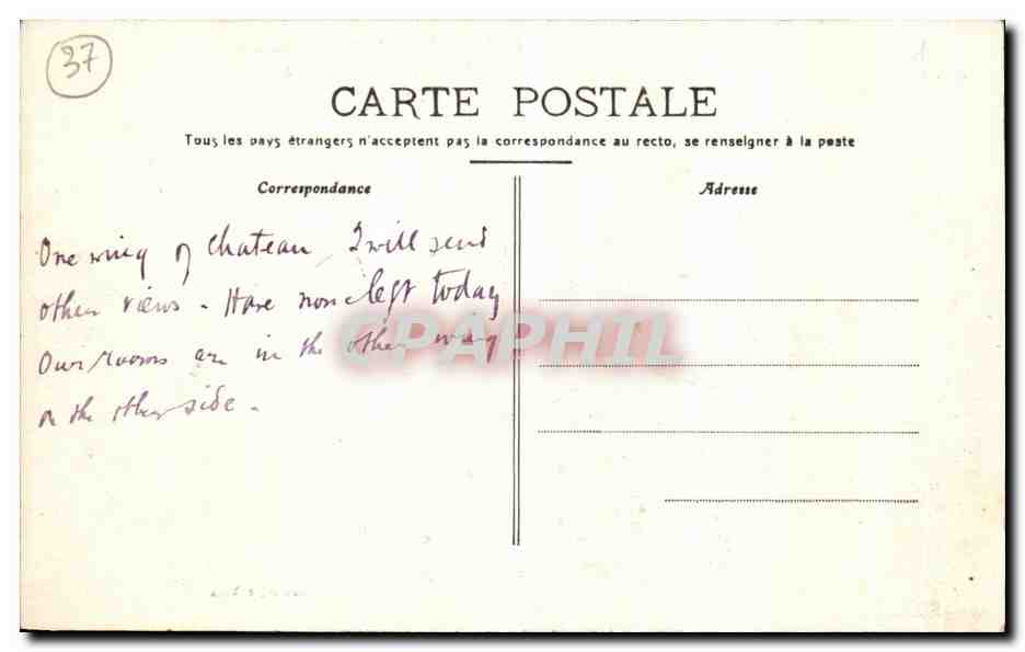 CPA Azay s Indre Le Chateau Cote Nord — Rückseite