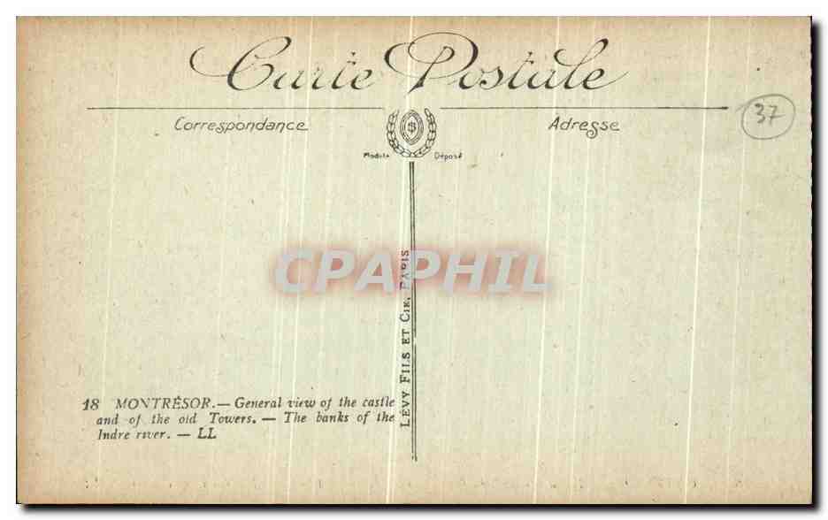 CPA Montresor Vue d ensemble du Chateau et les Vielles Tours Les bords de L indre — Rückseite