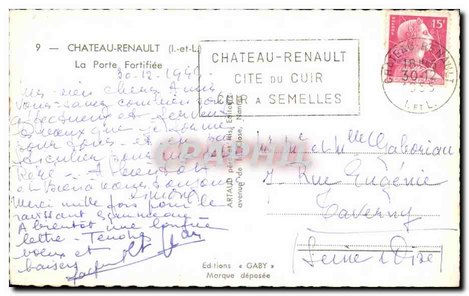 CPA Chateaurenault La Porte Fortifiee — Rückseite