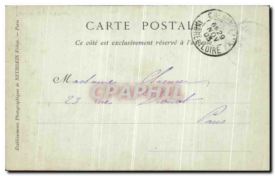CPA Chateau De Chenonceaux La Tour et la Grande Allee — Rückseite