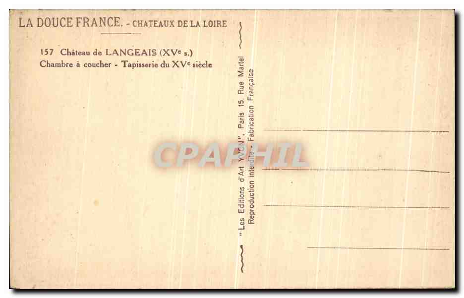 CPA Langeais Le Chateau Chambre a Coucher Tapisserie du 15eme Siecle  — Rückseite