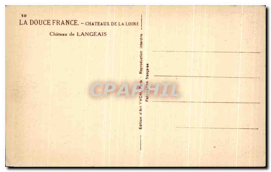 CPA Langeais La Douce France Chateaux de La France  — Rückseite