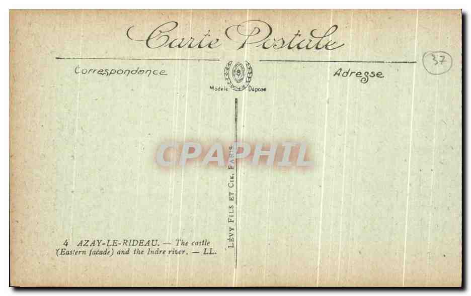 CPA Azay Le Rideau Le Chateau L Indre  — Rückseite