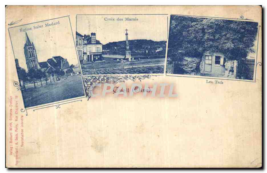 CPA Creil Croix Des Marais Eglise Saint Medard Les Tufs