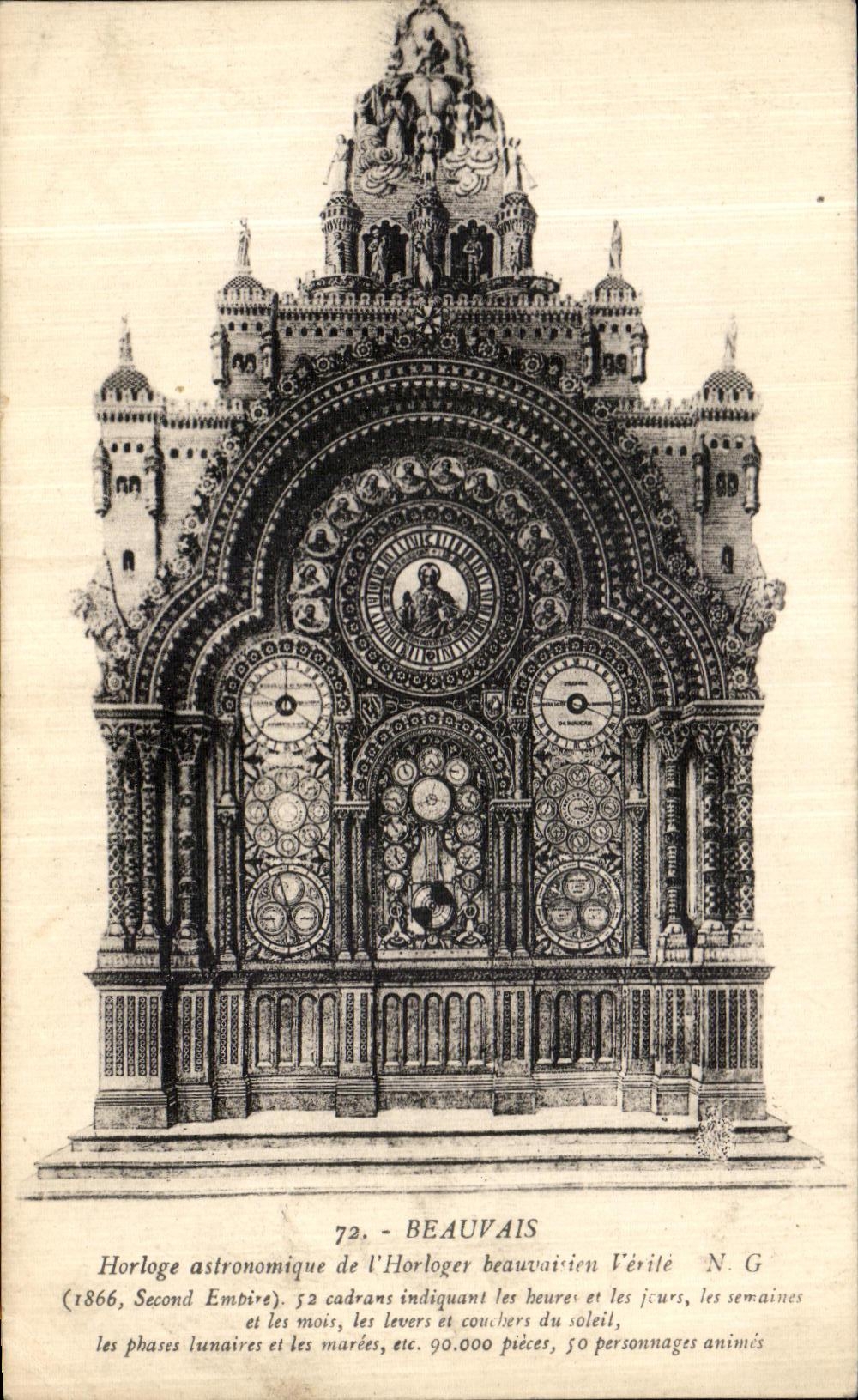 CPA Beauvais Horloge Astronomique