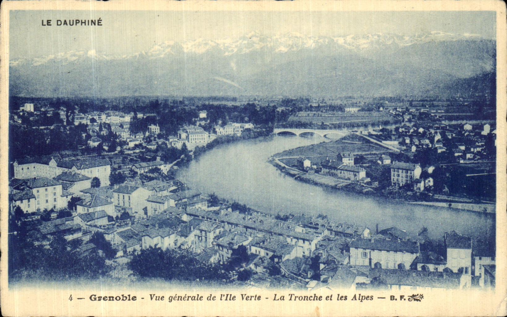 Grenoble — Vue générale de l'Île Verte — La Tronche et les Alpes — B.F.