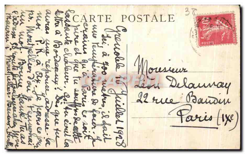 Grenoble — L'Isère et le Casque de Néron — E.R. — Hotel Bonnard, Pont-en-Royans — Rückseite