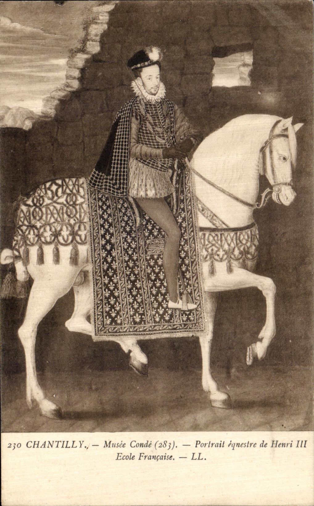 Chantilly — Musée Condé (283) — Portrait équestre de Henri III — École Française — LL.