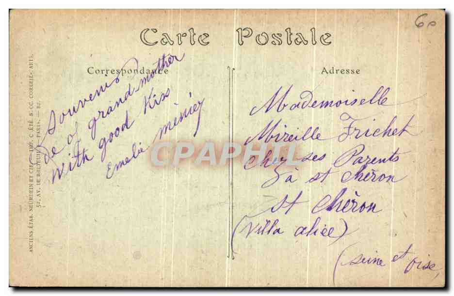 CPA Chateau de Chantilly Cote Nord Quest — Verso