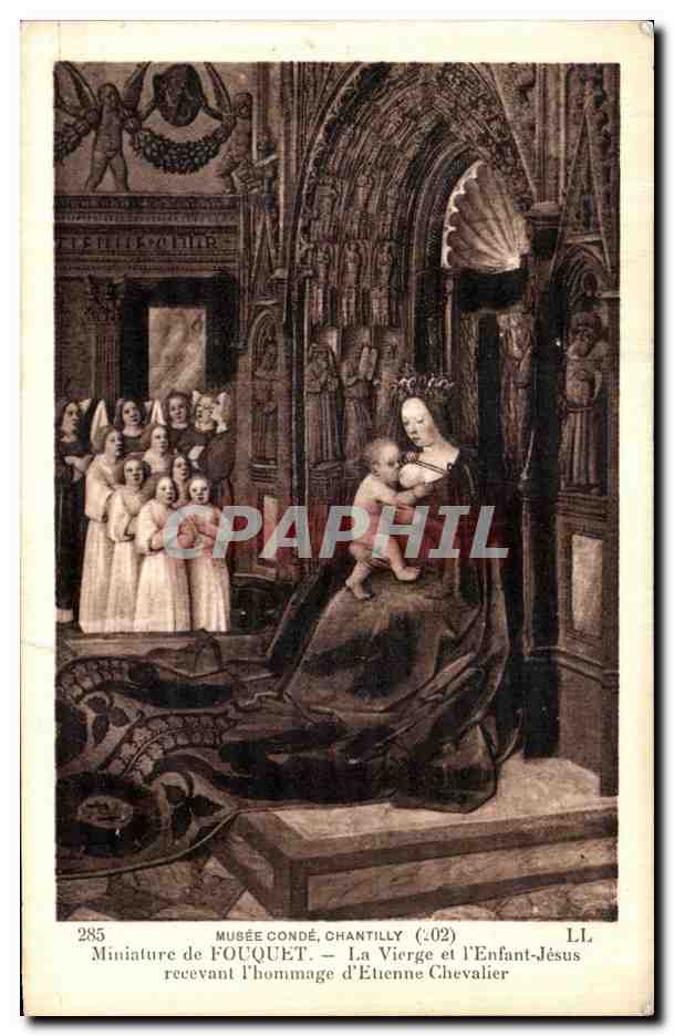 Musée Condé, Chantilly — Miniature de Fouquet : La Vierge et l'Enfant-Jésus recevant l'hommage d'Étienne Chevalier — LL n°285