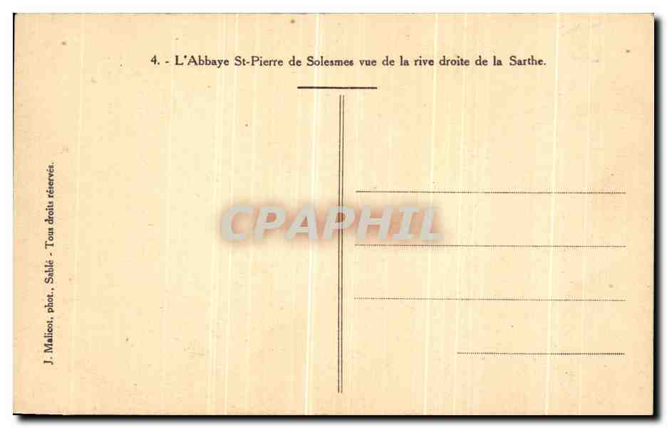 CPA L Abbaye St Pierre de Solesmes vue de la rive droite de la Sarthe — Verso