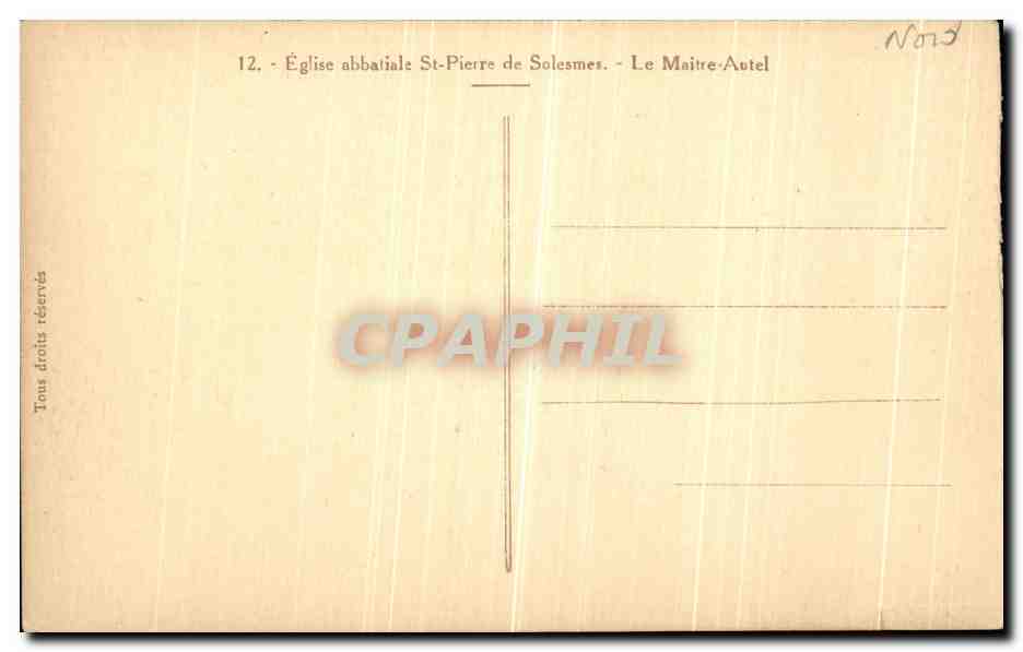 CPA Eglise Abbatiale St Pierre D Solesmes Le Maitre Autel  — Rückseite