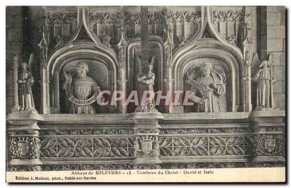 CPA Abbaye de Solesmes Tombeau du Christ David et Isaie
