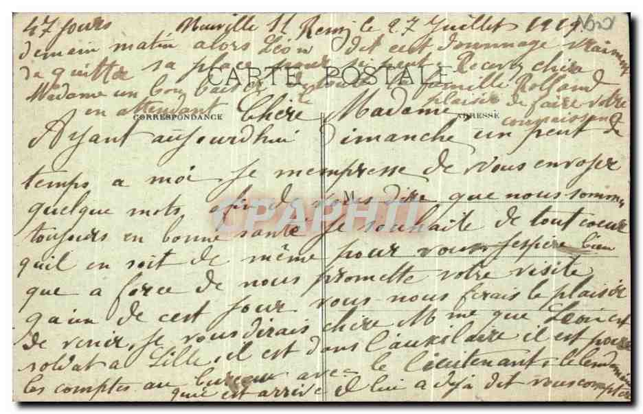 CPA Cambrai Une Rue Pres de La Grande Place Militaria — Rückseite