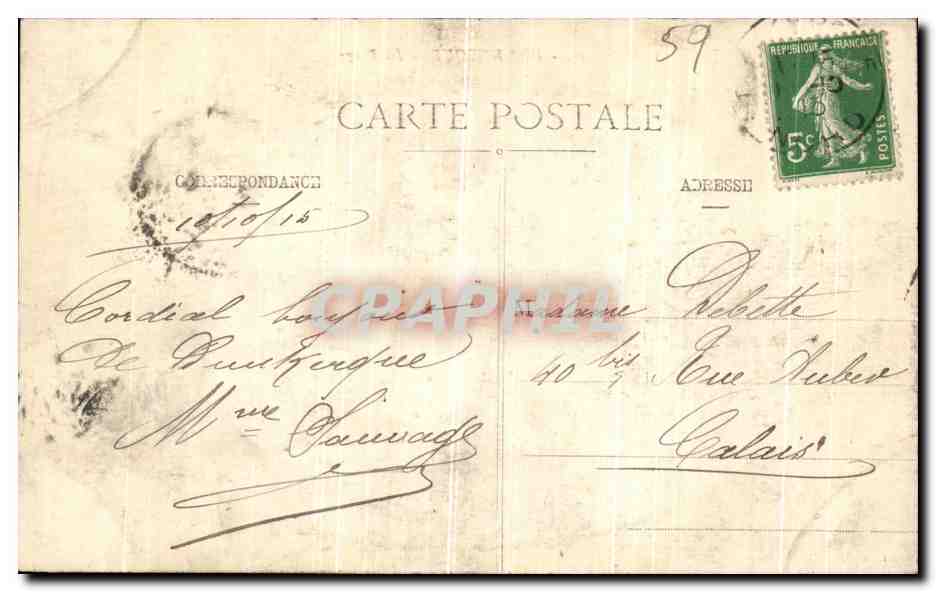 CPA Dunkerque La Plage  — Rückseite