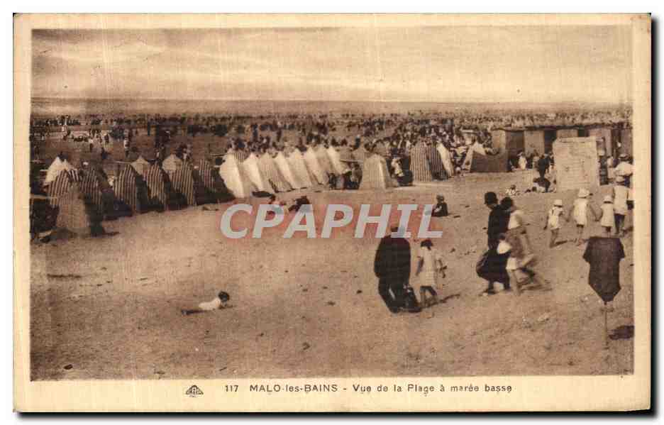 MALO-les-BAINS - Ansicht der Strandpromenade bei Ebbe — Antike Ansichtskarte n°117