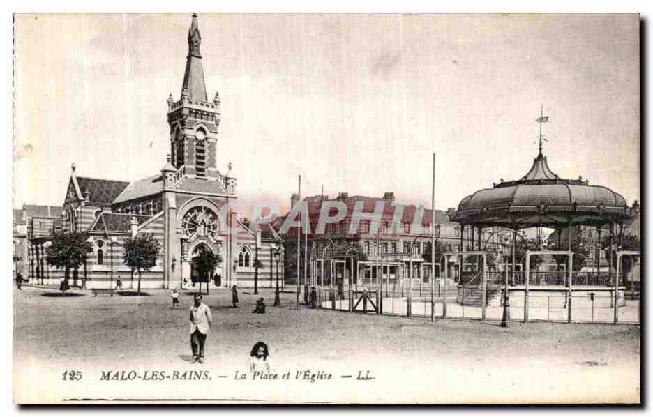 CPA Malo les Bains La Place et l Eglise 