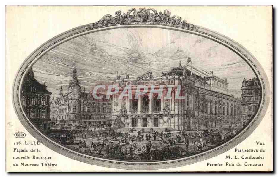 CPA Lille Facade de La Nouvelle Bourse et du Nouveau Theatre 