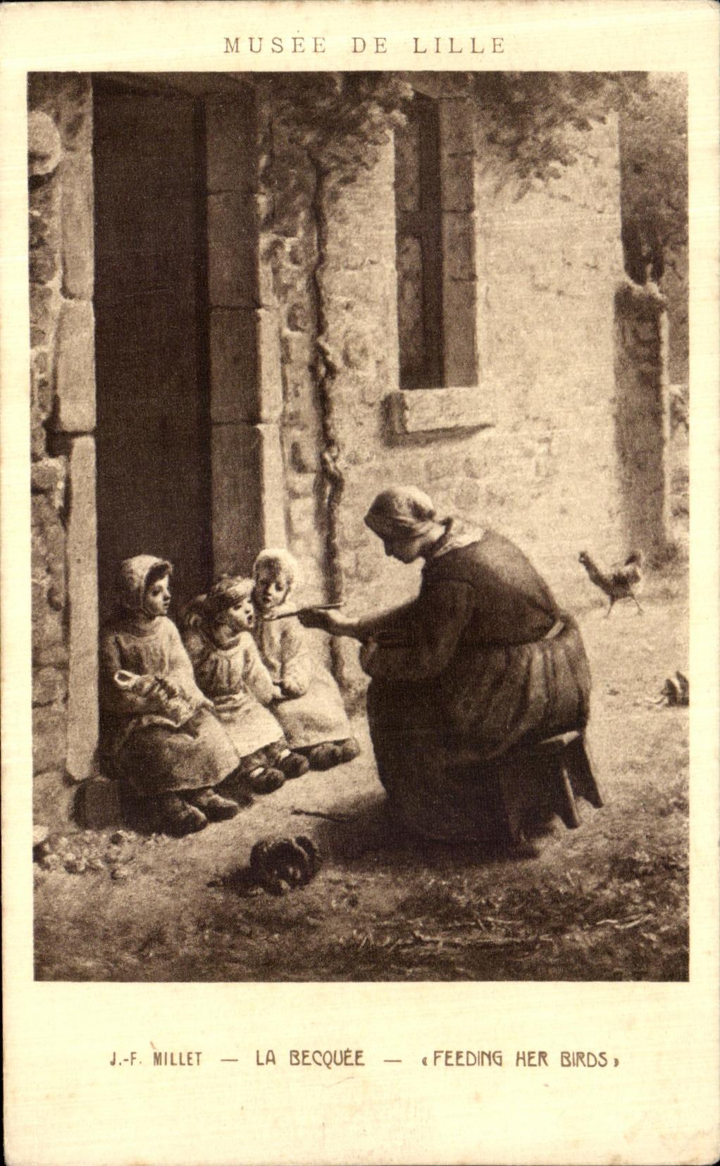 CPA Musee de Lille JF Millet la becquee Enfants
