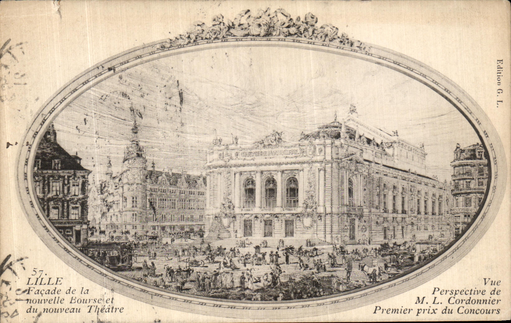 CPA Lille Facade de la Nouvelle Bourse et du nouveau Theatre 