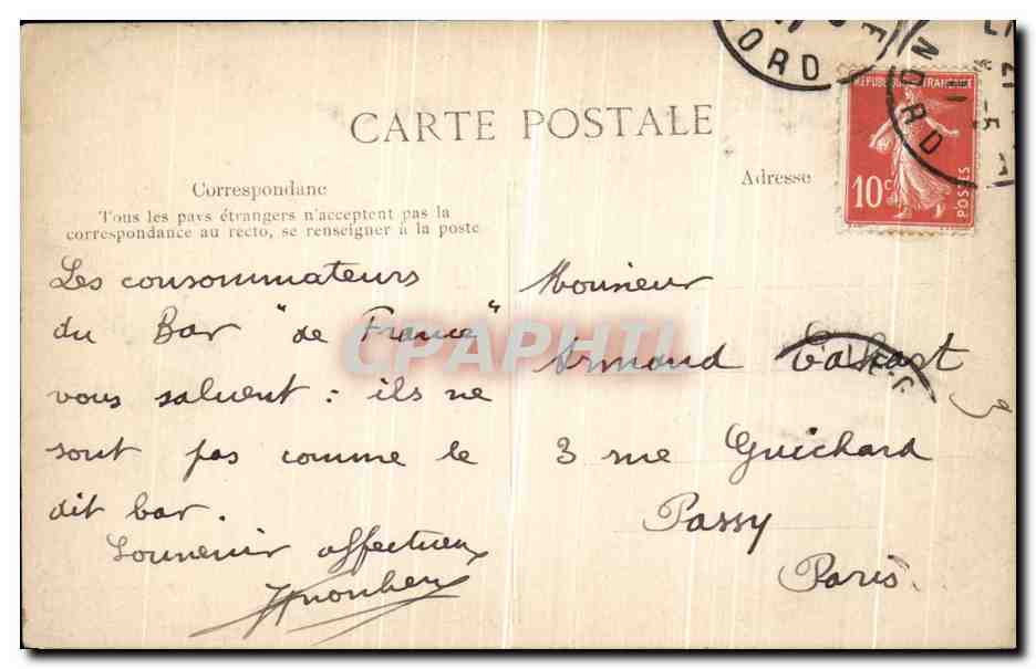 CPA Lille Facade de la Nouvelle Bourse et du nouveau Theatre  — Rückseite