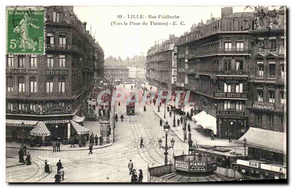 Lille - Rue Faidilherbe (Vers la Place du Théâtre) — E. C. — Éditeur E. C.