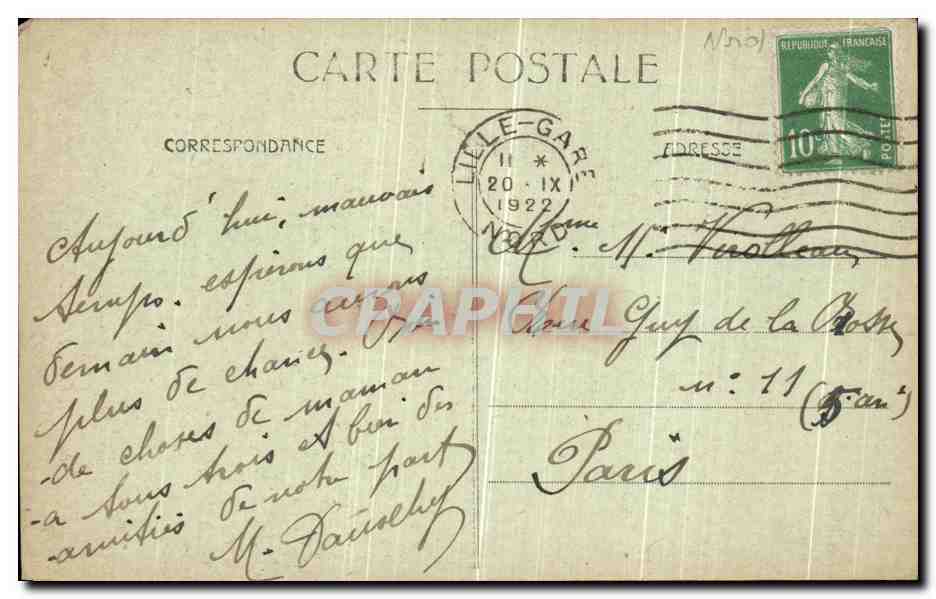 CPA Lille La Fontaine Vallon  — Rückseite