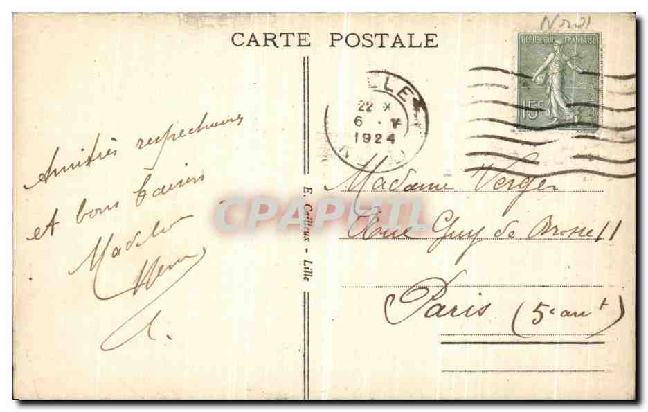 CPA Lille L Eglise Saint Maurice  — Verso