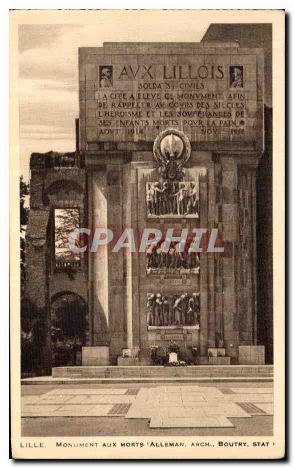 CPA Lille Monument Aux Morts Militaria 