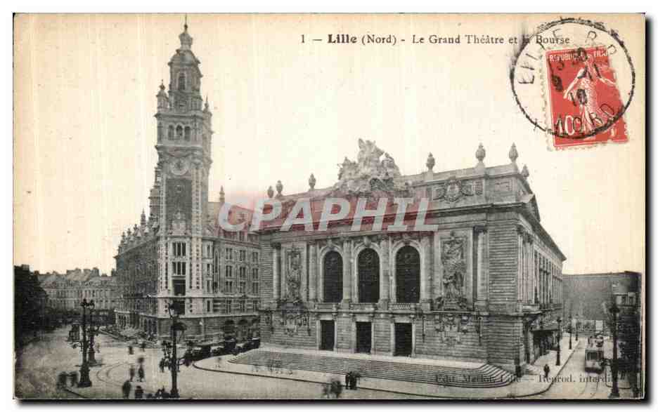 CPA Lille Le Grand Theartre et La Bourse 