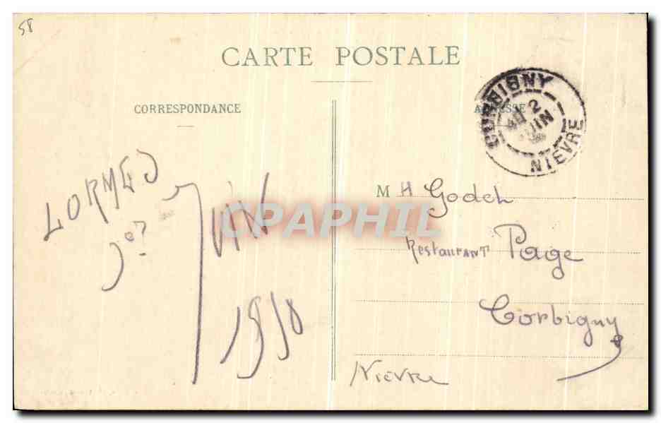 CPA Lormes Vue Generale Prise de la Justice  — Back
