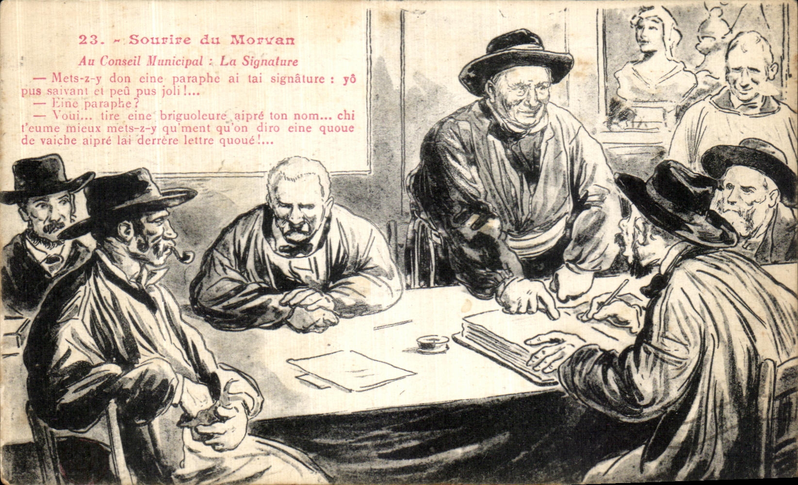 Sourire du Morvan — Au Conseil Municipal : La Signature — Éditeur non visible
