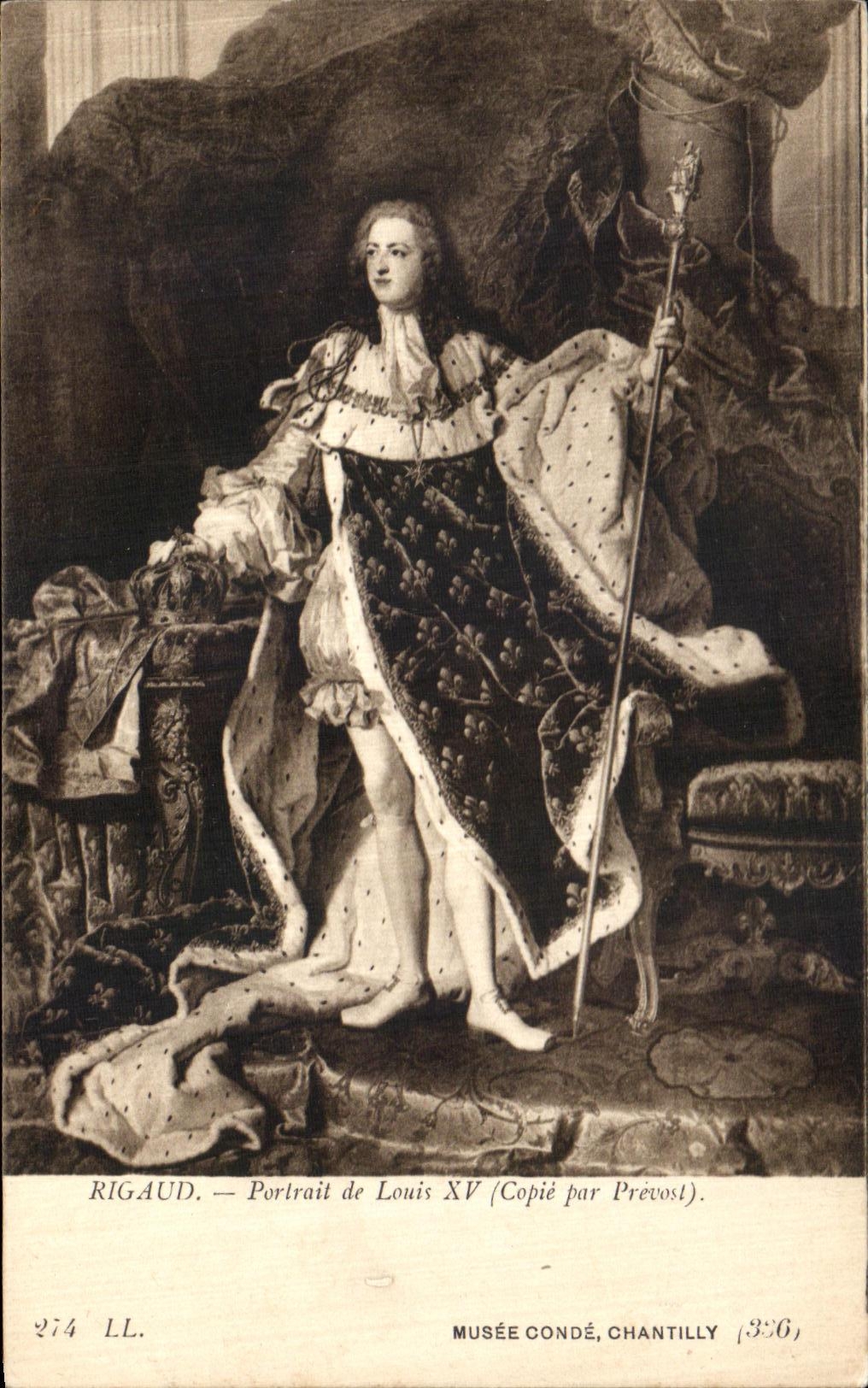 Portrait de Louis XV — Copié par Prévost — RIGAUD, Musée Condé, Chantilly