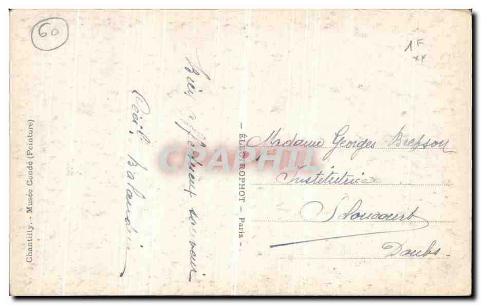CPA Chantilly Musee Conde JB Greuze Jeune agrcon  — Verso