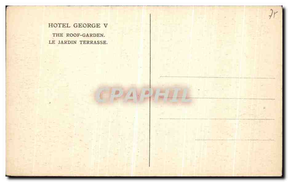 CPA Paris Hotel George V  — Rückseite