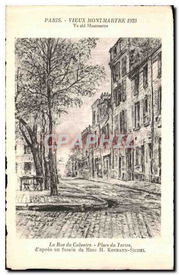 CPA Paris Vieux Montmartre 1923 La rue du calvaire Place du Tertre